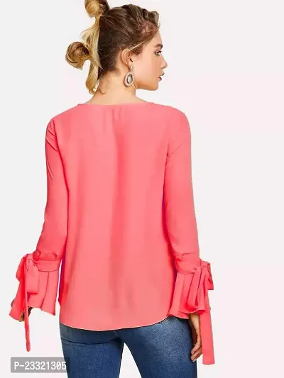 Elegant Orange Polyester Solid Top For Women-thumb2
