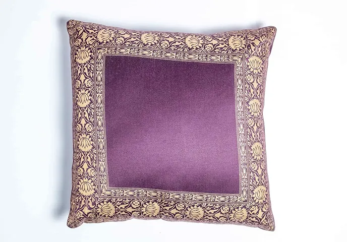 Sriam Jaipur Cotton Golden Border Classic Decorative Cushion Covers for Home (Set of 2)