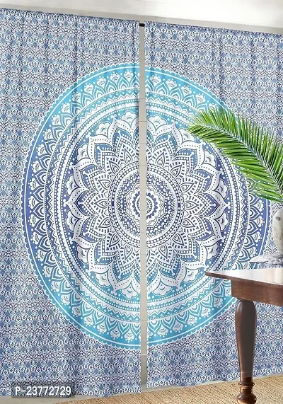 Tapestry Lovers Blue Round Mandala Tapestry Curtains Wall Hanging Window Treatments Curtain Bohemian, Home Drapes,Tapestry Cotton Curtain Set of 2 Curtain-thumb2
