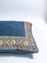 Sriam Jaipur Cotton Golden Border Classic Decorative Cushion Covers for Home (Set of 2) (Royal Blue)-thumb4