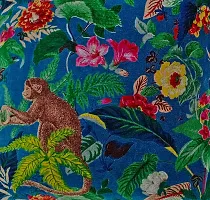 Kirti Finishing Blue Monkey Print Velvet Cushion Cover 18 inches (KFC-016-18-2)-thumb1