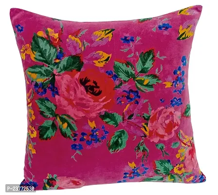 Kirti Finishing Pink Multi Velvet Cushion Cover 16 inches (KFC-021-16-5)