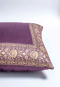 Sriam Jaipur Cotton Golden Border Classic Decorative Cushion Covers for Home (Set of 2) (Purple)-thumb4