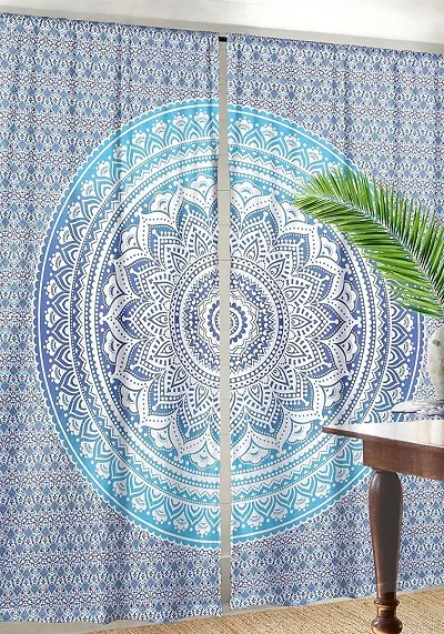 Tapestry Lovers Blue Round Mandala Tapestry Curtains Wall Hanging Window Treatments Curtain Bohemian, Home Drapes,Tapestry Cotton Curtain Set of 2 Curtain