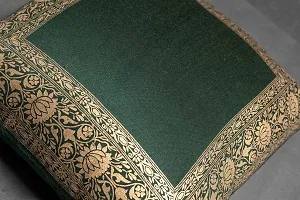 Sriam Jaipur Cotton Golden Border Classic Decorative Cushion Covers for Home (Set of 2) (Emerald Green)-thumb3