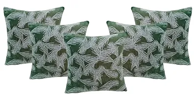 Green White Leaf Velvet Cushion Cover 16 inches-thumb3