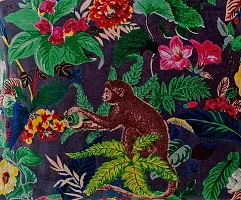 Gray Monkey Print Velvet Cushion Cover 18 inches-thumb2