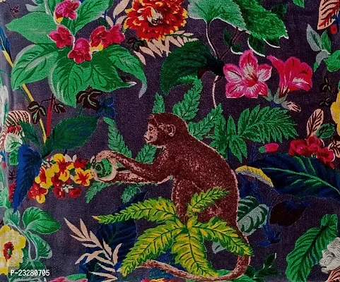 Gray Monkey Print Velvet Cushion Cover 18 inches-thumb3