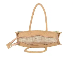Jute Bags Eco-Friendly Jute Bag, 2 pk Yoga Printed Tiffin/Shopping/Grocery Hand Bag with Zip  Handle for Men and Women-thumb4