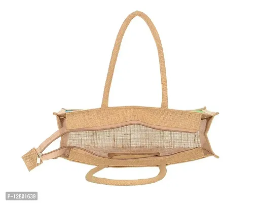 Jute Bags Eco-Friendly Jute Bag, 2 pk Yoga Printed Tiffin/Shopping/Grocery Hand Bag with Zip  Handle for Men and Women-thumb5