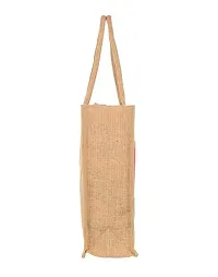 Jute Bags Eco-Friendly Jute Bag, 2 pk Yoga Printed Tiffin/Shopping/Grocery Hand Bag with Zip  Handle for Men and Women-thumb3
