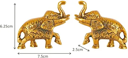 Set of Two Piece Metal Sculptures Elephant Pair for Showpiece and Decoration | Elephant Statue Pair in Golden Finish Having Attractive Look Decorative Showpiece-thumb1