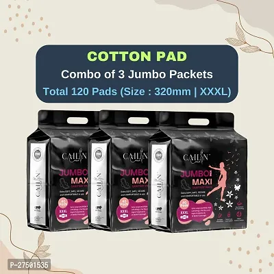 Cailin Care Premium Cotton Rash Free Sanitary Napkin Sanitary Pads (Size - 320mm | XXXL) (Combo of 3 Packet) (Total 120 Pads)-thumb0