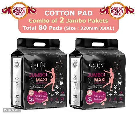 Extra Soft Cotton Sanitary Napkins ( XXXL Sanitary Pads ) (Combo of 2 Packet | Total 80 Pads)-thumb0