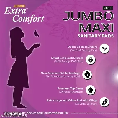 Jumbo Extra comfort Combo XXXL Cottony-Soft Top Layer  XXXL Cottony-Dry Top Layer Sanitary Pads for Women ndash; (80 Pads, 320mm each)-thumb2