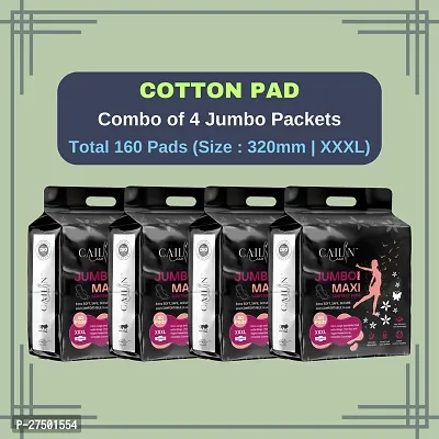 Cailin Care Extra Soft  Comfortable Cotton Sanitary Napkin Sanitary Pads  (Size - 320mm | XXXL) (Combo of 4 Packet) (Total 160 Pads)-thumb0