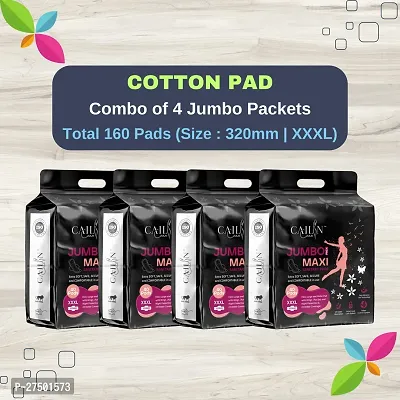 Cailin Care Cotton Soft Anti Bacterial Sanitary Napkin Sanitary Pads  (Size - 320mm | XXXL) (Combo of 4 Packet) (Total 160 Pads)-thumb0