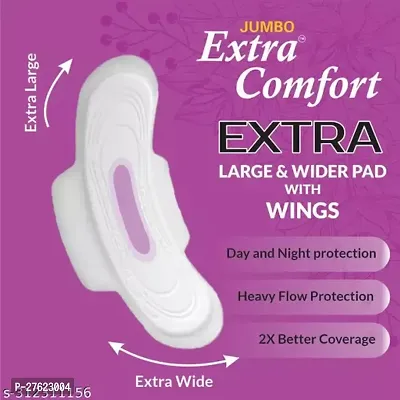 Jumbo Extra comfort XXXL Dry  Soft Antibacterial Sanitary Pads Day and Night Secure Protection ( Pack of 2) 80 Pad-thumb3