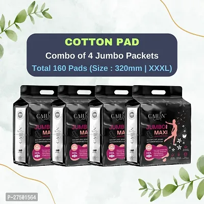 Cailin Care Cottony Soft  Rash Free  Leakage Free Sanitary Napkin Sanitary Pads  (Size - 320mm | XXXL) (Combo of 4 Packet) (Total 160 Pads)-thumb0