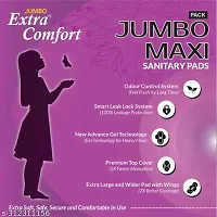 Jumbo Extra comfort Dry  Soft Antibacterial Sanitary Pads (100% leakage Proof Sanitary Napkins ) (Size - 320mm | XXXL) (2 Packet) (Total 80 Pads)-thumb1