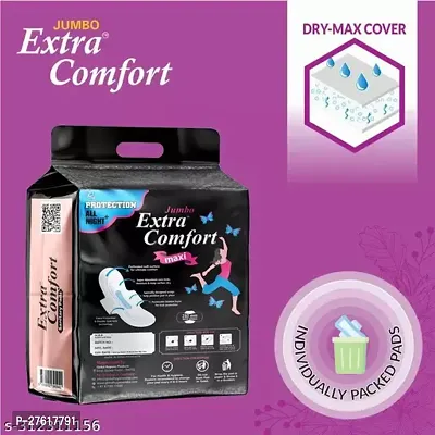 Jumbo Extra comfort Sanitary Ultra Clean Soft Cotton for Extra Sure maxi 320mm XXXL size For Women Combo 80 Pads Pack Of / Total 80 Pads-thumb4