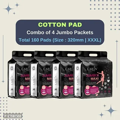 Cailin Care Cottony Soft Extra Large and Extra Wider Sanitary Napkin Sanitary Pads (Size - 320mm | XXXL) (Combo of 4 Packet) (Total 160 Pads)-thumb0