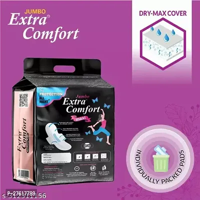 Jumbo Extra comfort DRY Net Top Sheet Pad naturally SOFT extra LONG Sanitary Pads With Wings |Odour Control Sysytem |100% Leakage Protection |Day  Night Protection | 320 MM Maxi (XXXL) 2 Jumbo Packet of 80 Extra large Pads-thumb4