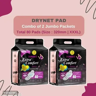 Jumbo Extra comfort Sanitary Pads for Girls and Women, Soft and Comfortable 310mm XXXL (Maxi Regular) Jumbo, 80 Sanitary Pads (Pack Of 2, 80pcs Pads - Total 80 Pads)-thumb0