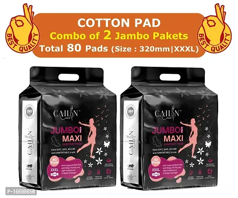 Day and Night Pure Cotton Extra Soft and Extra Long (XXXL) Sanitary Pads (Combo of 2 Packets) (Total 80 Pads ) Sanitary Napkin