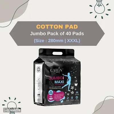 Cailin Care Rash Free Cottony Sanitary Pads Sanitary Napkins (Size - 280mm | XXL) (1 Packet) (Total 40 Pads)