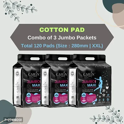 Cottony Extra Soft  Comfortable Sanitary Pads Sanitary Napkins (Size - 280mm | XXL) (Combo of 3 Packet) (Total 120 Pads)-thumb0