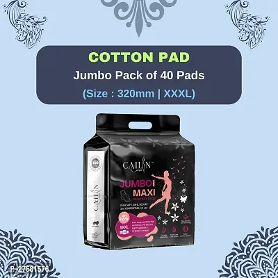 Cailin Care Cotton Heavy Flow Protection Sanitary Napkin Sanitary Pads (Size - 320mm | XXXL) (Combo of 1 Packet) (Total 40 Pads)-thumb0