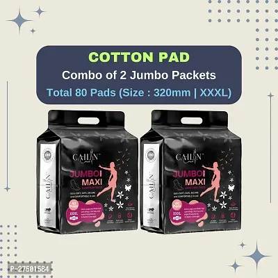 Cailin Care Cottony Soft Extra Large and Extra Wider Sanitary Napkin Sanitary Pads (Size - 320mm | XXXL) (Combo of 2 Packet) (Total 80 Pads)-thumb0