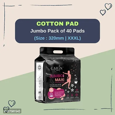 Cailin Care Cotton Day  Night Protection Sanitary Pad Sanitary Napkin (Size - 320mm | XXXL) (Combo of 1 Packet) (Total 40 Pads)-thumb0