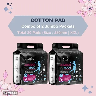 Cailin Care Cottony Antibacterial Sanitary Pads Sanitary Napkins (Size - 280mm | XXL) (Combo of 2 Packet) (Total 80 Pads)-thumb0