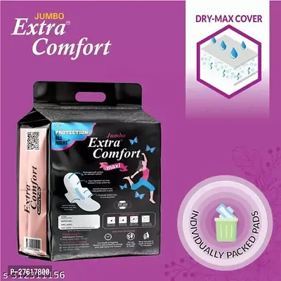 Jumbo Extra comfort Sanitary 100% Natural Cotton Pad (100% leakage Proof Sanitary Napkins ) maxi 320mm XXXL size For Women Combo 80 Pads Pack Of 2/ Total 80 Pads-thumb4