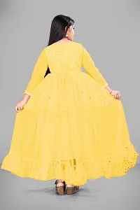 Stylish Yellow Net Embellished Ethnic Gowns For Kis Girls-thumb3