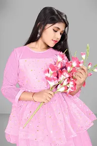 Stylish Pink Net Embellished Ethnic Gowns For Kis Girls-thumb4
