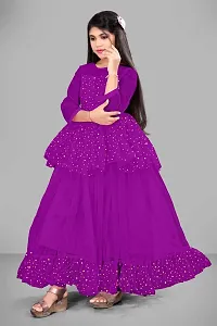 Stylish Purple Net Embellished Ethnic Gowns For Kis Girls-thumb2