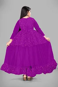 Stylish Purple Net Embellished Ethnic Gowns For Kis Girls-thumb3