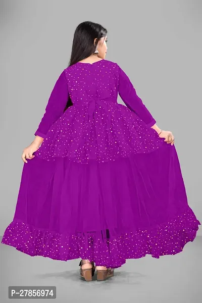 Stylish Purple Net Embellished Ethnic Gowns For Kis Girls-thumb4