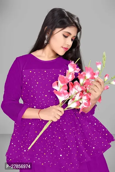 Stylish Purple Net Embellished Ethnic Gowns For Kis Girls-thumb5