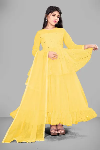 Girls Silk Ethnic Gowns 