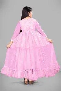 Stylish Pink Net Embellished Ethnic Gowns For Kis Girls-thumb3