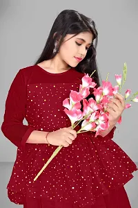 Stylish Maroon Net Embellished Ethnic Gowns For Kis Girls-thumb4