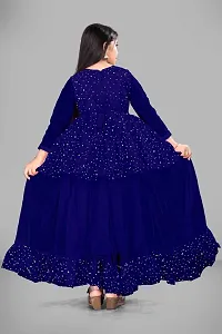 Stylish Blue Net Embellished Ethnic Gowns For Kis Girls-thumb3