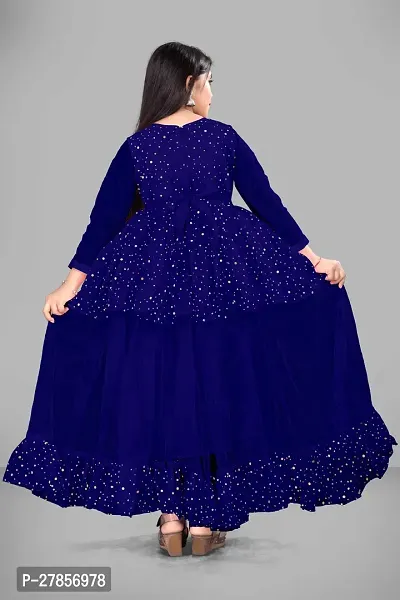 Stylish Blue Net Embellished Ethnic Gowns For Kis Girls-thumb4