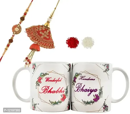 The Click India Rakhi Gift for Brother and Bhabhi- Bhaiya Bhabhi Rakhi Mug Set | Rakhi Mug Combo Set Gifts for Bhai Bhabhi On Raksha bandhan Festival/ Rakhi Gift for Bhaiya Bhabhi-thumb2