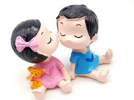 The Click India Showpiece/Figurine/Statue Gift for Valentine Day Birthday Anniversary Party Wedding Ceremony-Porcelain Multicolor (Small Kissing Couple)-thumb1