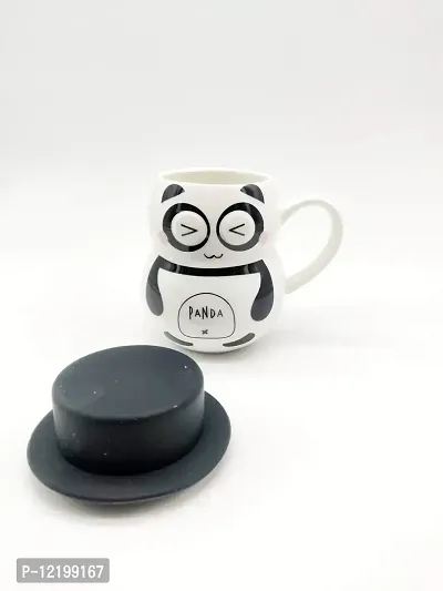 The Click India Cute Panda Ceramic Coffee Cup with Funny Lid Perfect Novelty Gift for Mom, Girls, Girlfriend, Wife, Panda Lovers Ceramic (350 ml) (White)-thumb3